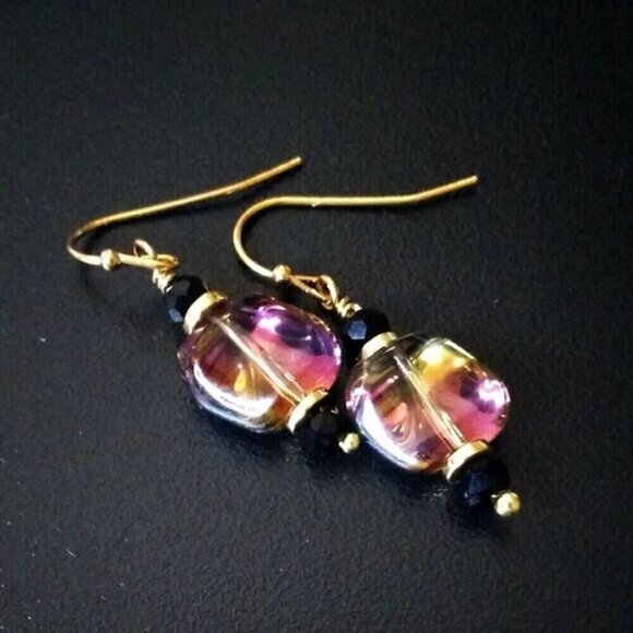 GIFT SET!!! 1 Bracelet + Earring Set ~ Reversible Pink + Gold or All Black - Picture 8 of 10